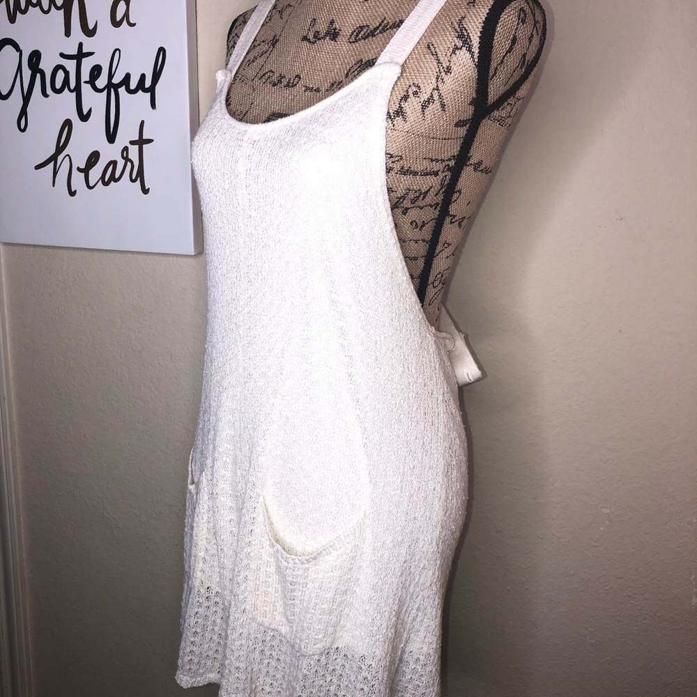 Free People LA Lady Knit Oversized Cream Jumper Pockets Retro Lined Size Medium